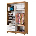 Ver imagem 4 de Guarda-roupa Solteiro Genova 4 Portas 2 Gavetas com Espelho 22113 Cinamomo/branco - Carioca Móveies