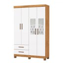 Ver imagem 3 de Guarda-roupa Solteiro Genova 4 Portas 2 Gavetas com Espelho 22113 Cinamomo/branco - Carioca Móveies
