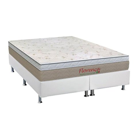 Cama Box Queen: Colchão Molas Bonnel Orthoflex Florença + Base CRC Courano Branco(158x198)