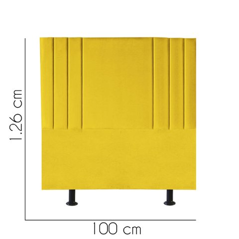 Cabeceira Estofada Grécia 100CM Solteiro Courino Amarelo - D A DECOR