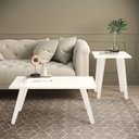 Ver imagem 2 de Conjunto 2 Mesas De Centro e Lateral - Sala de estar - Mesa branco e Pé Branco