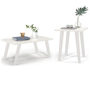 Conjunto 2 Mesas De Centro e Lateral - Sala de estar - Mesa branco e Pé Branco