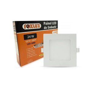Painel Led Quadrado Embutir 24W 3000K Bivolt Foxlux
