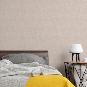 Papel de Parede Autocolante Contemporâneo Estilo Tecido em Tons de Bege Bege