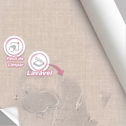 Papel de Parede Autocolante Contemporâneo Estilo Tecido em Tons de Bege Bege - 3