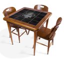 Ver imagem 1 de Cj Mesa Madeira Azulejo 80x80cm - Base 4pé 78cm + 3 Cadeiras 43 - Natural - Família e Amigos
