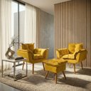 Ver imagem 1 de Kit 2 Poltronas Decorativa e Puff para Sala Recepção Manicure Consultório Quarto Alice Tecido Suede