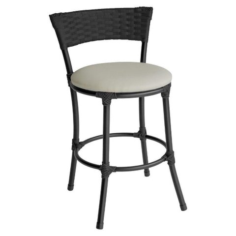 Banqueta Pisa Aço Carbono Estofada com Encosto Preto e Branco