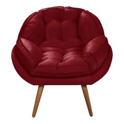 Poltrona Decorativa Flórida Em Tecido Suede Pés Madeira - Vermelho - 1