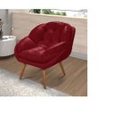 Ver imagem 2 de Poltrona Decorativa Flórida Em Tecido Suede Pés Madeira - Vermelho
