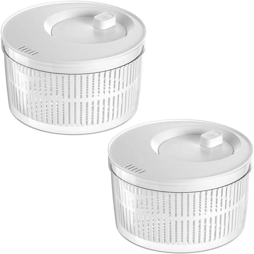 2 Secadores de Saladas ou 5,5l Branco Centrifuga Legumes Clear Fresh com Escorredor