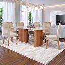 Ver imagem 1 de Mesa de Jantar 6 Lugares Ester Paola com Vidro Cinamomo/off White/nude - Cimol