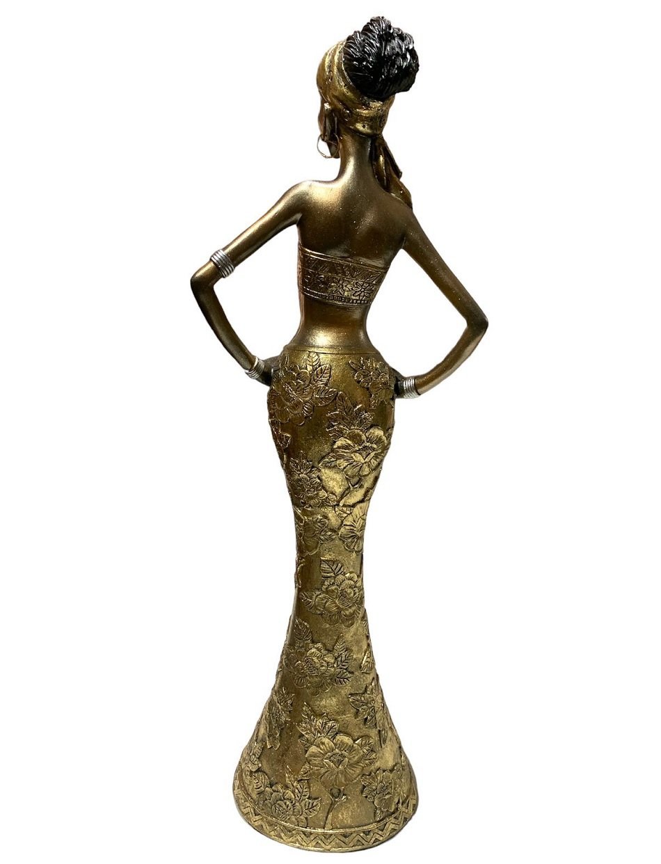 Escultura Africana Resina Objeto Decorativo de Luxo Dourada Espressione Escultura Decorativa, Escult - 5