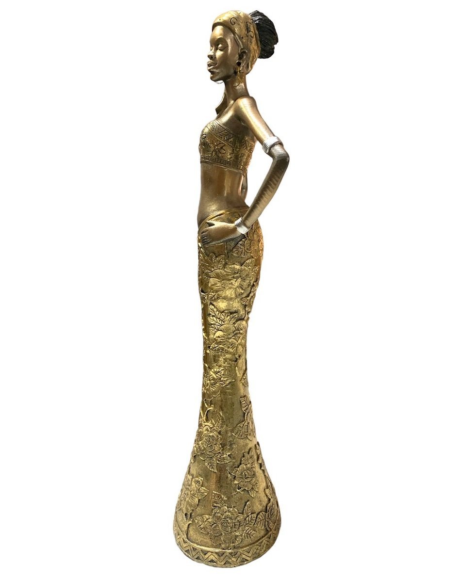 Escultura Africana Resina Objeto Decorativo de Luxo Dourada Espressione Escultura Decorativa, Escult - 4