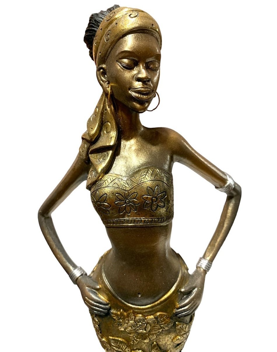 Escultura Africana Resina Objeto Decorativo de Luxo Dourada Espressione Escultura Decorativa, Escult - 6