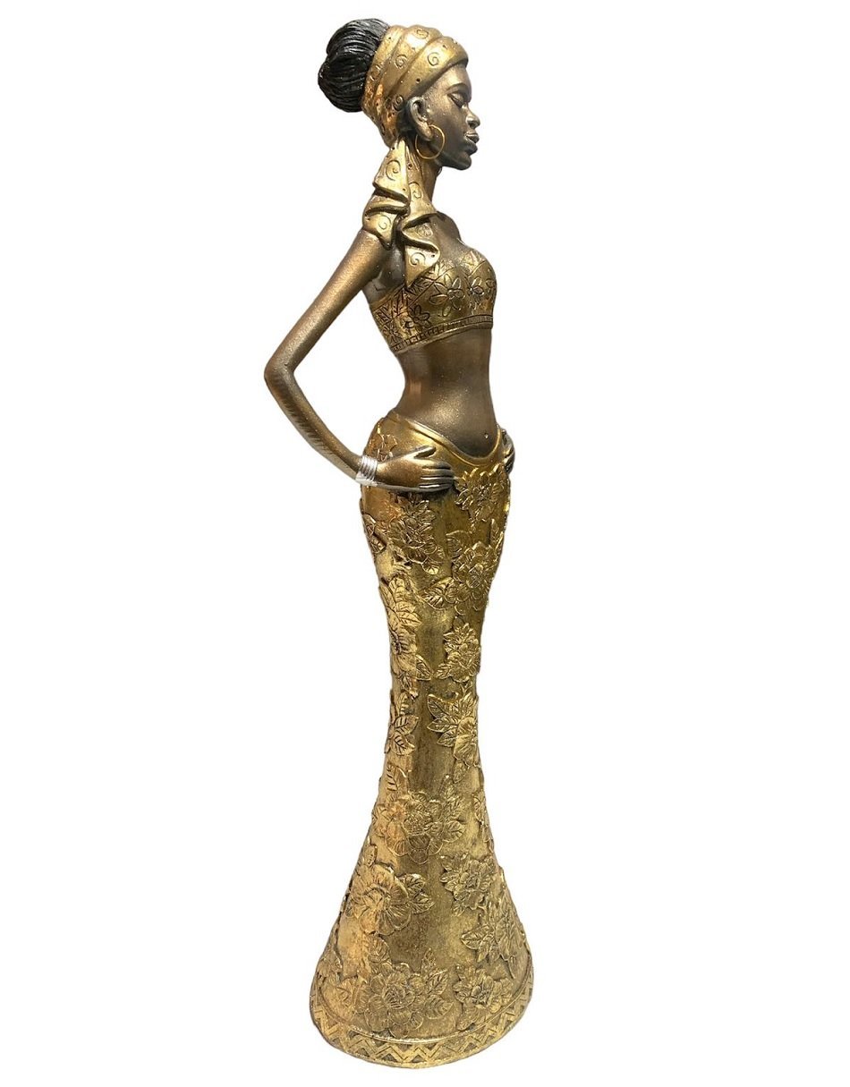 Escultura Africana Resina Objeto Decorativo de Luxo Dourada Espressione Escultura Decorativa, Escult - 3