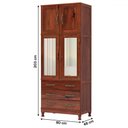 Ver imagem 4 de Guarda-roupa Solteiro Barnabé 4 Portas 3 Gavetas com Espelho Madeira Maciça Mogano - Pnr Móveis