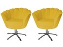Ver imagem 1 de Kit 2 Poltronas Decorativa Pétala Base Giratória Metal Couro Amarelo Ms Decor