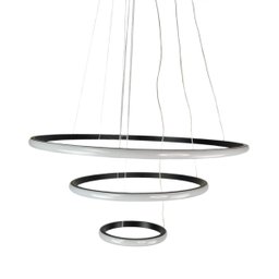 Lustre Pendente Luminaria 3 Aneis Arcos Perfil Luxo Infinito 48W Regulavel Decoraçao Sala Jantar Qua - 15