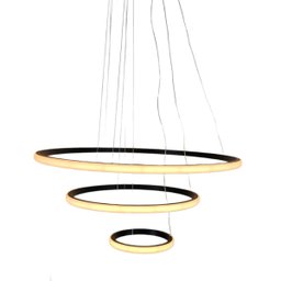 Lustre Pendente Luminaria 3 Aneis Arcos Perfil Luxo Infinito 48W Regulavel Decoraçao Sala Jantar Qua - 12