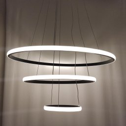 Lustre Pendente Luminaria 3 Aneis Arcos Perfil Luxo Infinito 48W Regulavel Decoraçao Sala Jantar Qua - 13