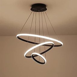 Lustre Pendente Luminaria 3 Aneis Arcos Perfil Luxo Infinito 48W Regulavel Decoraçao Sala Jantar Qua - 6