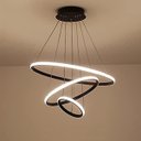 Ver imagem 6 de Lustre Pendente Luminaria 3 Aneis Arcos Perfil Luxo Infinito 48W Regulavel Decoraçao Sala Jantar Qua
