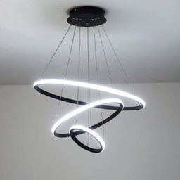 Lustre Pendente Luminaria 3 Aneis Arcos Perfil Luxo Infinito 48W Regulavel Decoraçao Sala Jantar Qua - 7
