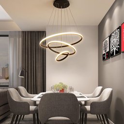 Lustre Pendente Luminaria 3 Aneis Arcos Perfil Luxo Infinito 48W Regulavel Decoraçao Sala Jantar Qua - 17