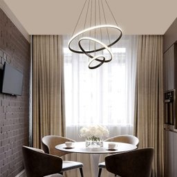 Lustre Pendente Luminaria 3 Aneis Arcos Perfil Luxo Infinito 48W Regulavel Decoraçao Sala Jantar Qua - 10