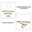 Ver imagem 3 de Lustre Pendente Luminaria 3 Aneis Arcos Perfil Luxo Infinito 48W Regulavel Decoraçao Sala Jantar Qua
