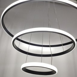 Lustre Pendente Luminaria 3 Aneis Arcos Perfil Luxo Infinito 48W Regulavel Decoraçao Sala Jantar Qua - 5