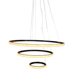 Lustre Pendente Luminaria 3 Aneis Arcos Perfil Luxo Infinito 48W Regulavel Decoraçao Sala Jantar Qua - 16