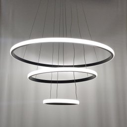 Lustre Pendente Luminaria 3 Aneis Arcos Perfil Luxo Infinito 48W Regulavel Decoraçao Sala Jantar Qua - 14