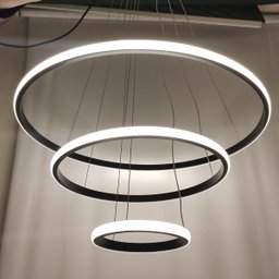 Lustre Pendente Luminaria 3 Aneis Arcos Perfil Luxo Infinito 48W Regulavel Decoraçao Sala Jantar Qua - 4