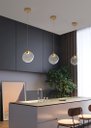 Ver imagem 2 de Pendente Redondo Cristal Bolhas Luminária Moeda Bolachao Led 7w 3500k Cabeceira Lavabo Balcão Equipe