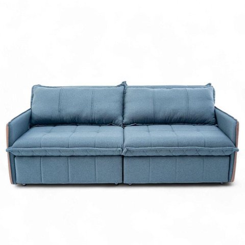 Sofá Cama Casal Domani 2 Lugares 250cm Azul Linho Loja Sheep