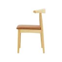 Ver imagem 4 de Kit 2 Cadeiras de Jantar Estofada Marrom Carina Elbow Base em Madeira