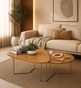 Ver imagem 3 de Conjunto de Mesa de Centro Industrial Orgânica de Metal Dourado Pietra