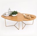Ver imagem 2 de Conjunto de Mesa de Centro Industrial Orgânica de Metal Dourado Pietra