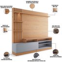 Ver imagem 3 de Estante Painel para TV 65 pol com LED Aracati C04 Freijó Cinza Fosco - Lyam Decor