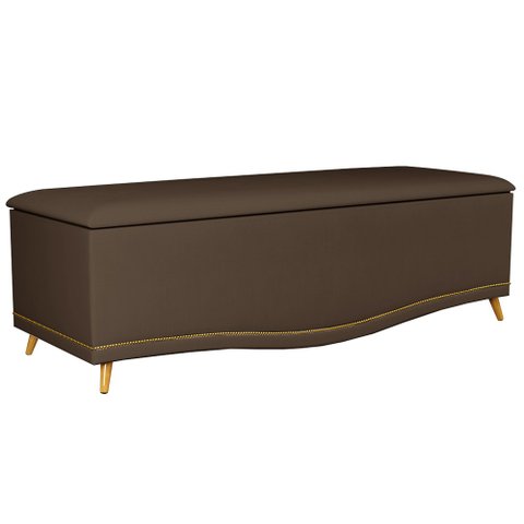 Calçadeira Baú Queen 160cm Imperial J02 Suede Chocolate - Mpozenato