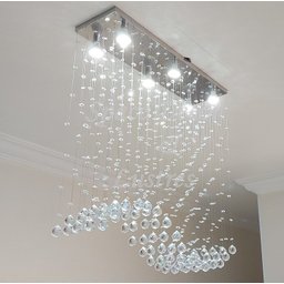 Lustre de Cristal Verdadeiro para Sala de Estar Retangular:70cm - 2
