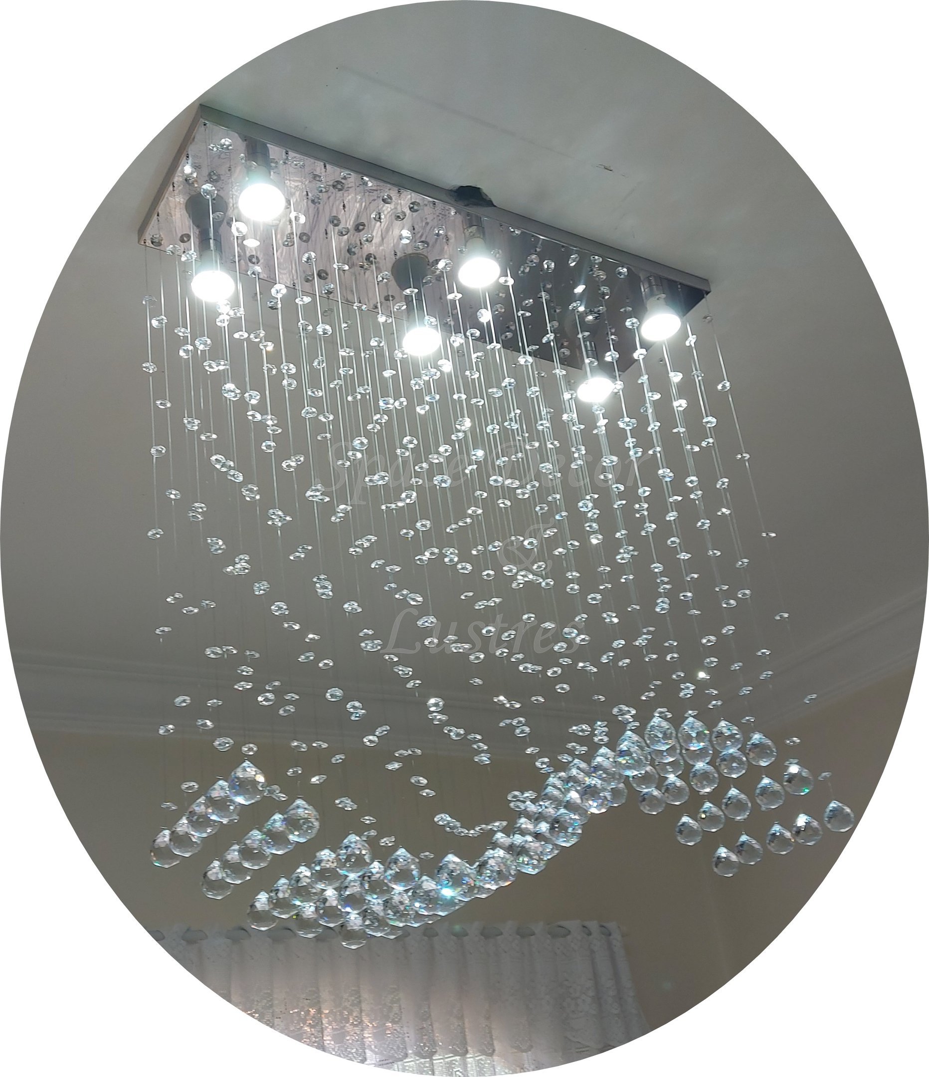 Lustre de Cristal Verdadeiro para Sala de Estar Retangular:70cm - 3