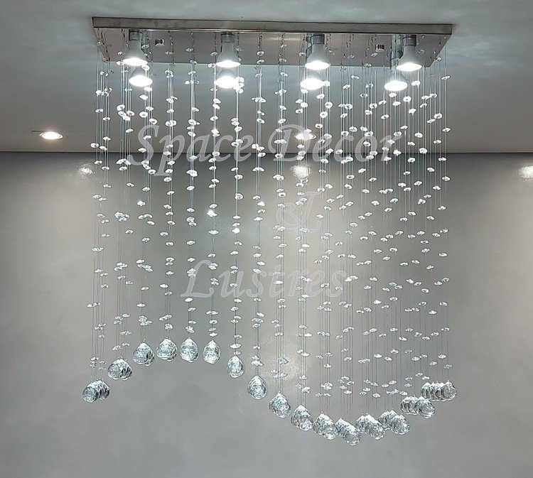 Lustre de Cristal Verdadeiro para Sala de Estar Retangular:70cm