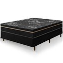 Ver imagem 2 de Cama Box Preta + Colchão Casal Bariloche Preto Molas Ensacadas One Face 138x188x63cm