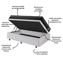 Ver imagem 5 de Cama Box com Baú Solteiro 88x188 com Colchão Gran Sleep Molas Verticoil Ecoflex Courino Linho