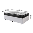 Ver imagem 2 de Cama Box com Baú Solteiro 88x188 com Colchão Gran Sleep Molas Verticoil Ecoflex Courino Linho