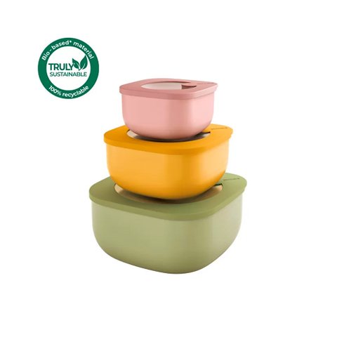 Conjunto de 3 Potes Herméticos Rasos 19,5 X19,5 X H9,3 Cm - 450/975/190 Guzzini