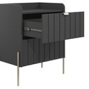 Ver imagem 4 de Mesa de Cabeceira 2 Gavetas Grafite Pés Champagne Industrial Moderna Mdf Ripada